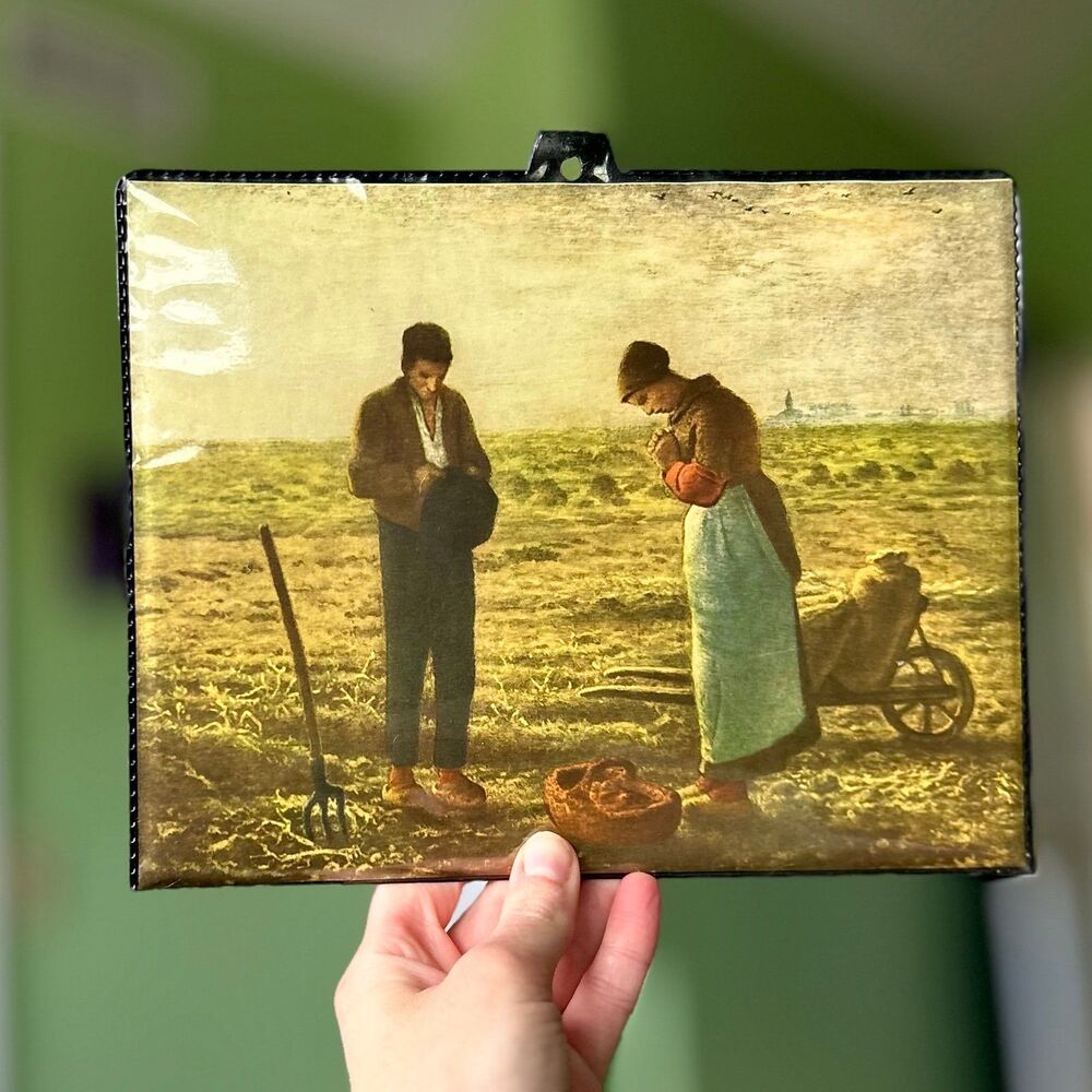 ❌SOLD VTG Encased Farm Pilgrim Scenery Still Life Accent Wall Hanging Sign